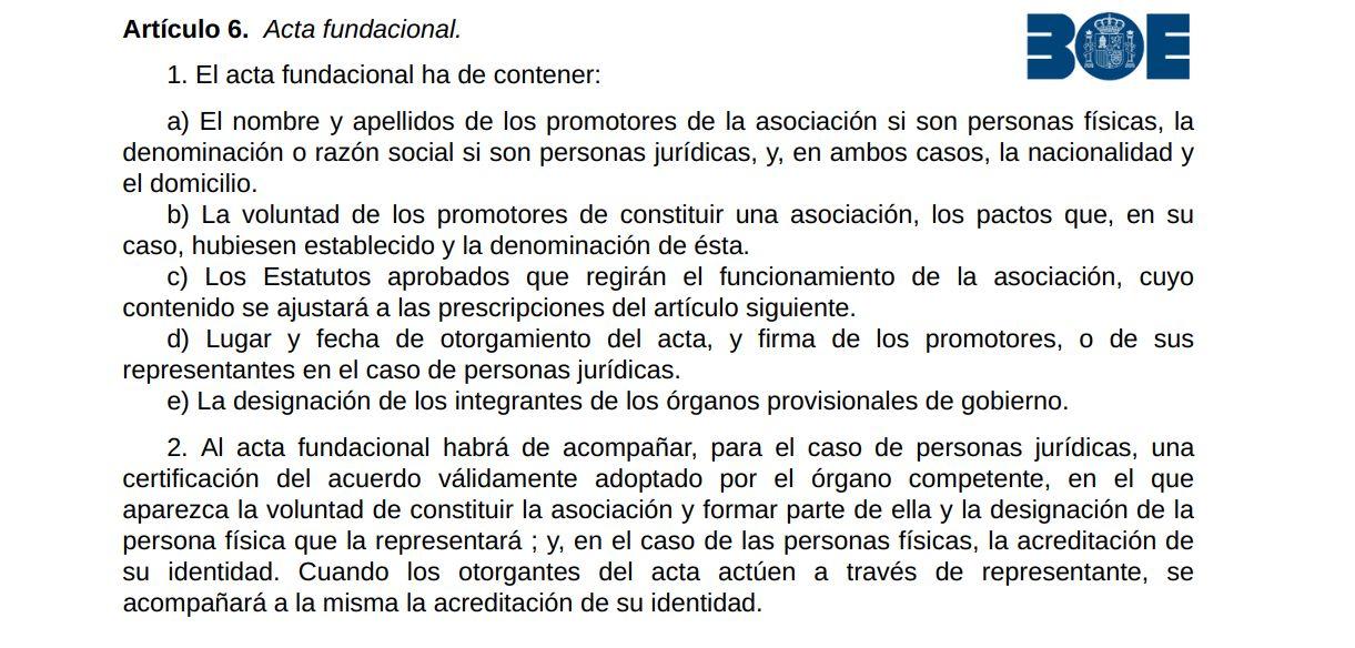 acta fundacional asociacion