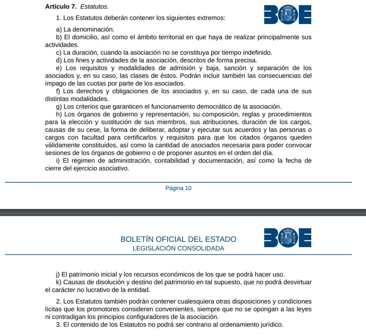 Estatutos asociación sin animo de lucro
